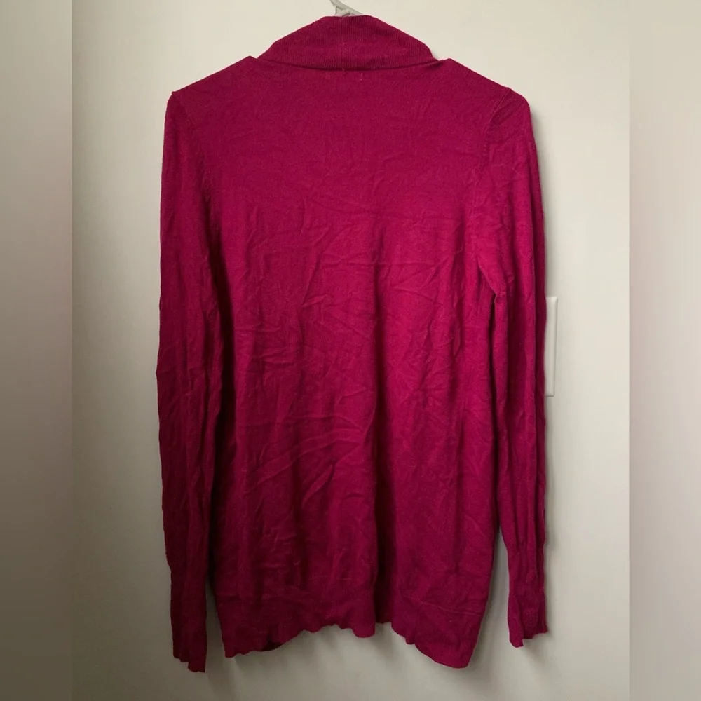 MERONA Women’s Burgundy Pink Red Open Front Long Sleeve Nylon Rayon Cardigan
